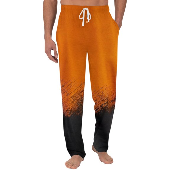 ASDFVBKG Halloween Pajama Pants for Men Hallowmas Pj Pants for Men Pumpkin Ghost Print Lounge Bottoms Elastic Waist Drawstring Sleepwear With Pockets Orange 2XL