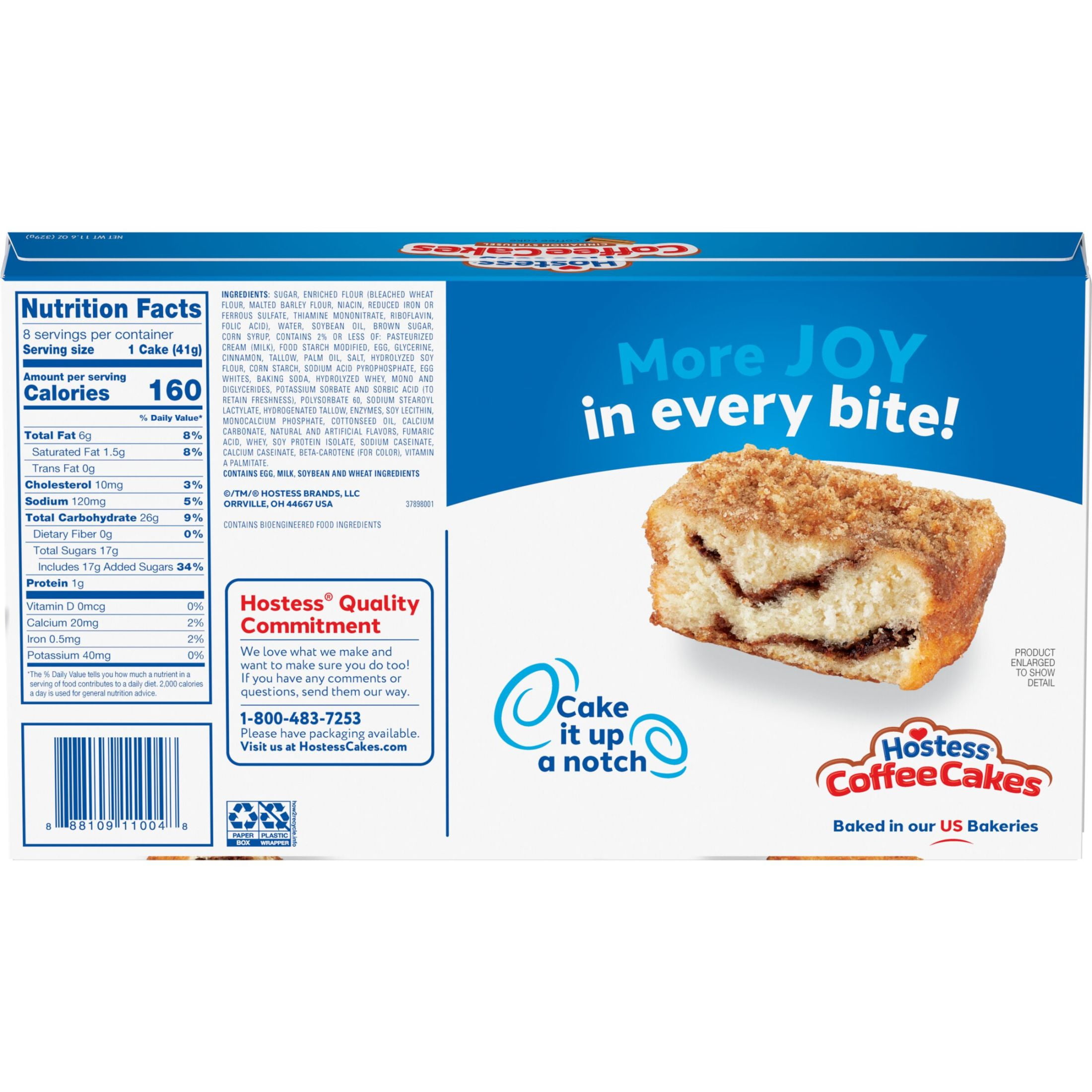 Hostess Coffee Cakes, Cinnamon Streusel Snack Cakes, 11.6 oz Box (8 Count)