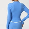 thumbnail image 6 of ZQUUVOU Women's Workout Jackets Full Zip Up Cropped Athletic Long Sleeve Lightweight Slim Running Tops with Pockets Blue B, 6 of 7