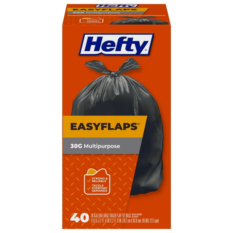 Hefty Easy Flaps Multipurpose Large Trash Bags 30 Gallon 40 Count Walmart