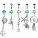 thumbnail image 1 of Lot De 5 Anneaux De Nombril Acier Chirurgical 316l Et Cristal - Pendentif Dcoratif Tribal, Ensemble Acier Inoxydable Anneau De Nombril Turquoise Toile, 1 of 4