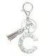 thumbnail image 1 of Llave de letra inicial Uxcell con borlas y perlas, llavero de letra C brillante con strass y anillo para llaves, bolso, carteras, llaves de coche, taza, plata, 1 of 7
