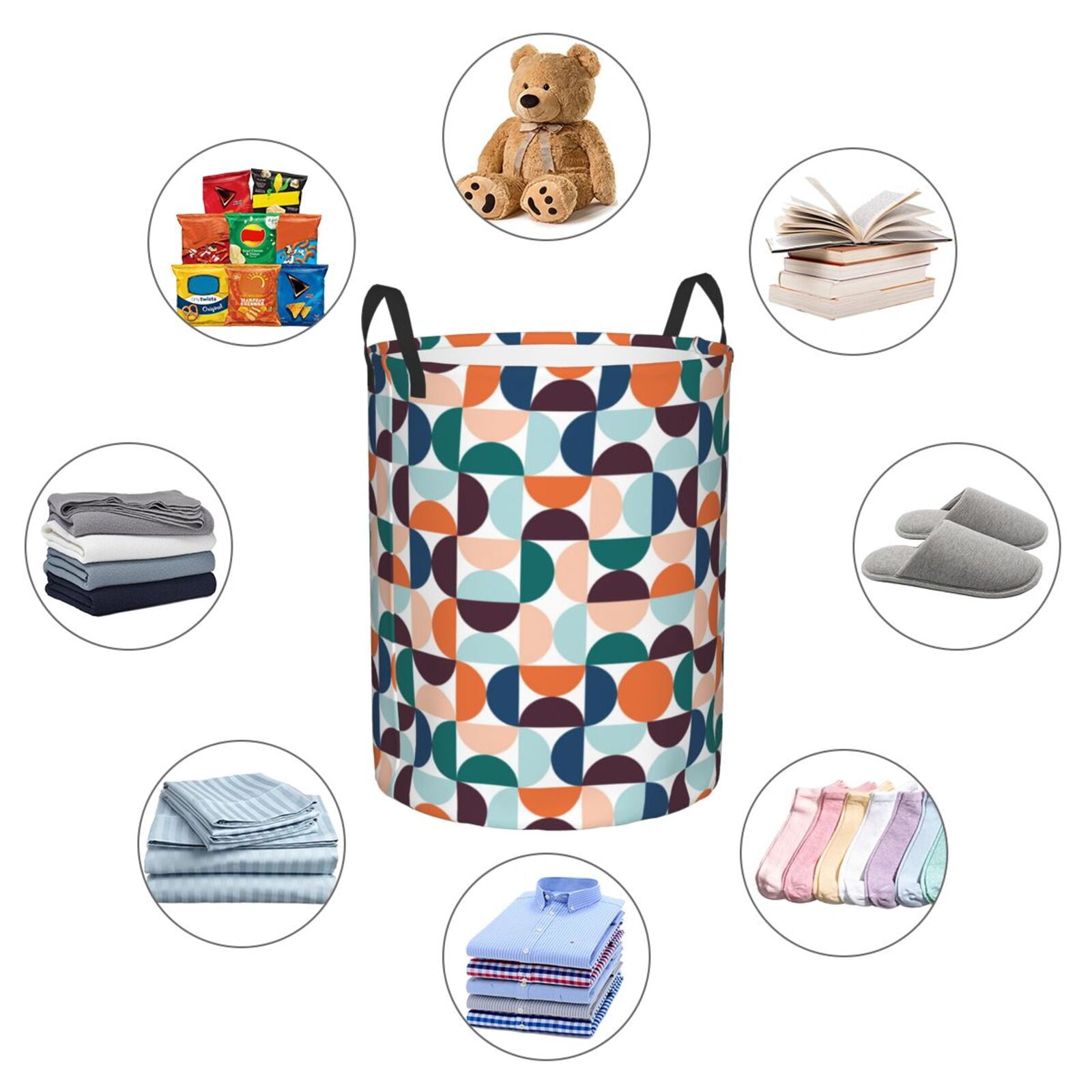 Large Laundry Basket with Handles - Geometry abstractly colorful Kids Baby Dirty Clothes Laundry Hamper for Bedroom Aesthetic