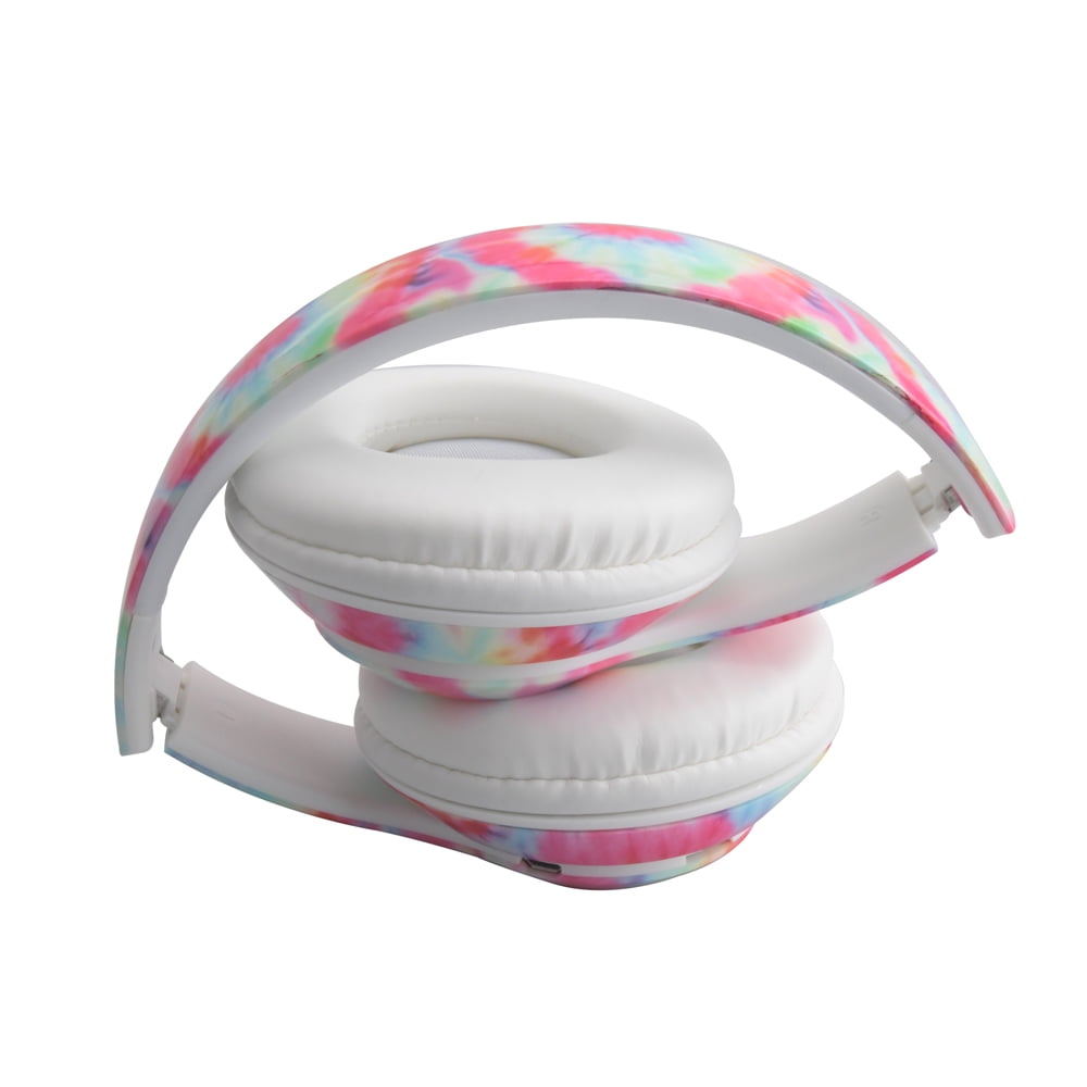Bluetooth Headphones - Foldable Bluetooth Headset - Lightweight Headphones - Adjustable On-Ear Headphones - Fashion Bluetooth Headphones with Microphone (Tye Dye)