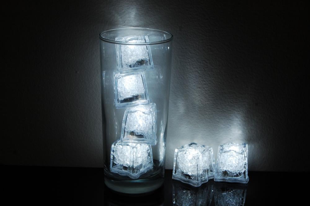 Set of 6 Litecubes Brand 3 Mode White Light up LED Ice Cubes