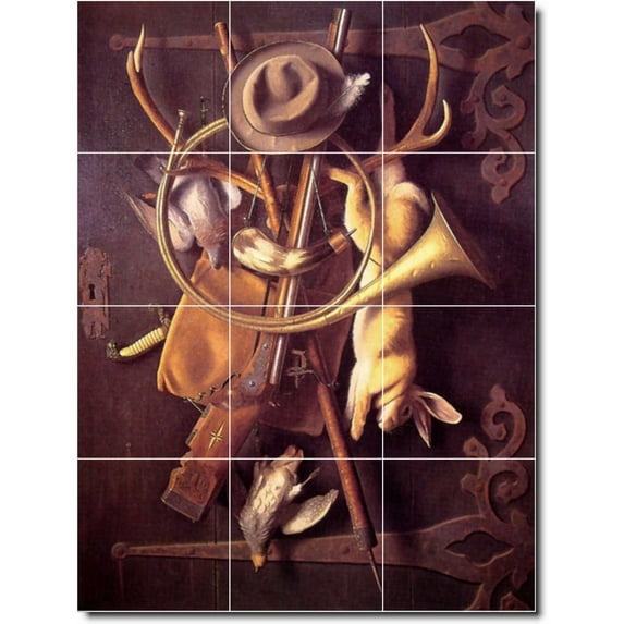 Ceramic Tile Mural-William Harnett Still Life Backsplash Tile Mural 4. 24" w x 32" h using (12) 8 x 8 ceramic tiles