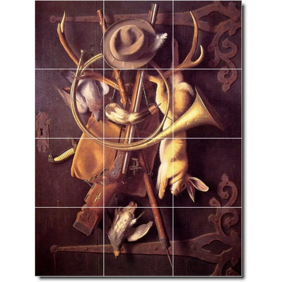 Ceramic Tile Mural-William Harnett Still Life Backsplash Tile Mural 4. 12.75" w x 17" h using (12) 4.25 x 4.25 ceramic tiles