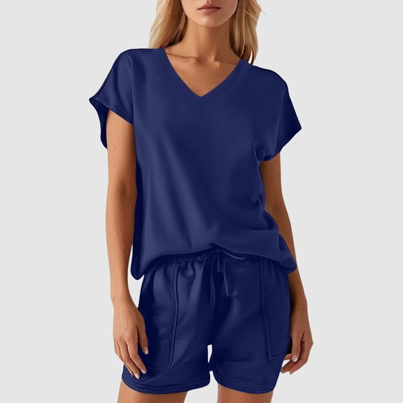 MAIHAN Outfits for Women Women Spring Outfits Short Sleeve Top and Shorts Pant Sets Women 2 Piece Outfits Comfortable Playwear Daily Wear