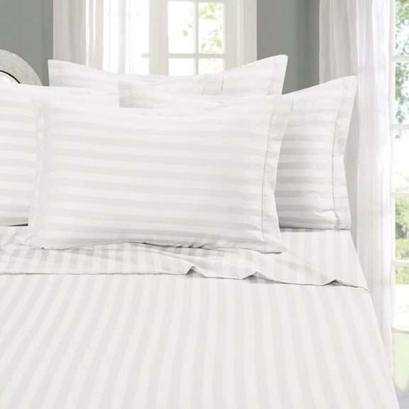 1500 Premier Hotel Collection Elegant Comfort 1800 Premier Hotel Collection Damask Stripes Silky Soft 4Piece Sheet Set Up To 16" Deep Pocket Queen White