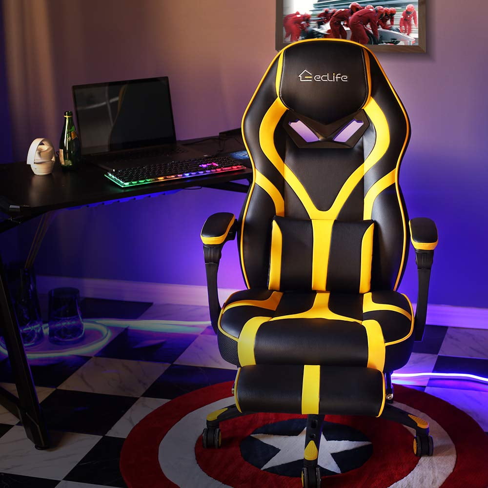 Eclife Massage Gaming Chair Racing Office High Back Ergonomic Leather