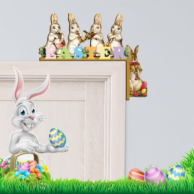Xihbxyly Pegatina de Esquina de Puerta de Pascua Decoración de Enano de Madera