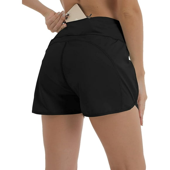 Shorts de Course et d'Entraînement Taille Haute pour Femmes 2,5 Pieds' avec Doublure et Poche Arrière à Fermeture Éclair
