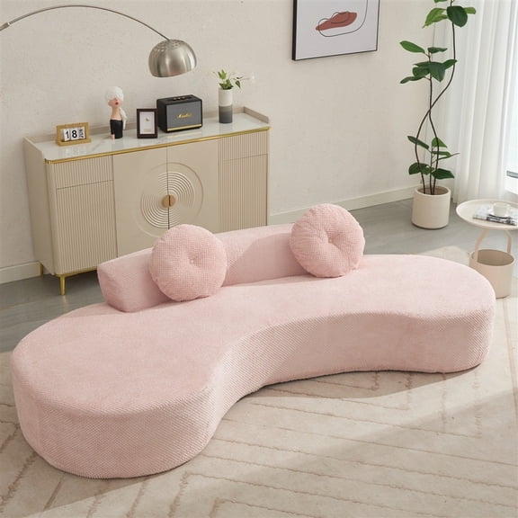 Modern Minimalist 105.5'' Curved Sofa with Point-shaped Corduroy for Bedroom (No Assembly)