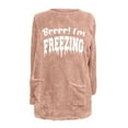 thumbnail image 5 of Women's Winter Long Sleeve Loose Fit Blouse Tops Shirts Round Neck Solid Color Warm Casual Daily Wear Loungewear Holiday Outfits Fashion Essential Gift for Women | CSEONE,Pink XL, 5 of 9