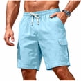 thumbnail image 3 of Afuyipoi Men’s Outdoor Cargo Shorts, Snap-Button Pockets Elastic Waist Work & Utility Shorts Sky Blue Size 3XL, 3 of 10