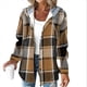 thumbnail image 1 of Camisas A Cuadros para Mujer, Chaqueta de Larga con Botones y Forro , Sudadera con Capucha, Blusa Informal de Moda. Marrón Oscuro M, 1 of 6