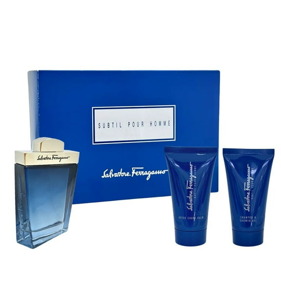 Salvatore Ferragamo Subtil , 3 Pc Gift Set 3.4oz EDT Spray, 2.5oz Shampoo and Shower Gel, 1.7oz After Shave Balm