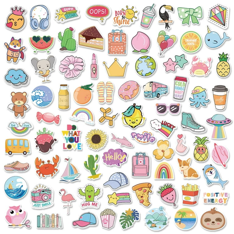 Soda and Juice Drink Stickers. Kawaii Holographic Glitter Stickers