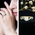 thumbnail image 3 of Rosec Jewels Lab Grown Diamond Engagement Ring 1 Carat - EF-VS Grade Certified- Designer Diamond Ring with Real Emerald, 18K Yellow Gold, US 5.00, 3 of 9