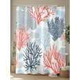 thumbnail image 4 of Fsddascl Blue Coral Shower Curtain Set - Long 72" x 84" Washable Bathtub Curtain with 12 Hooks, Summer Watercolor Ocean Botanical Textured Waterproof Fabric Stall Shower Curtains for Bathroom, 4 of 6