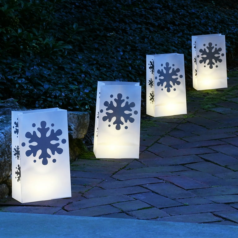 Set of 6, Battery Operated LumaLite LED Lights - White - LumaBase