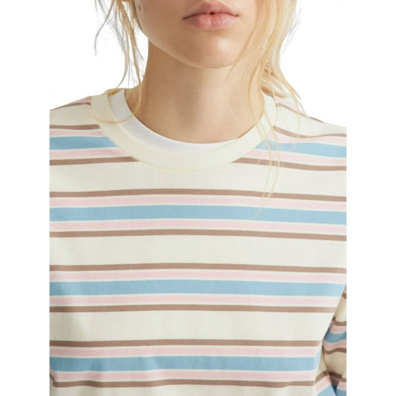 Women'S Striped Crew Neck Sweatshirt Long Sleeve Color Block Pullover Casual Loose Sports Shirt Pink L