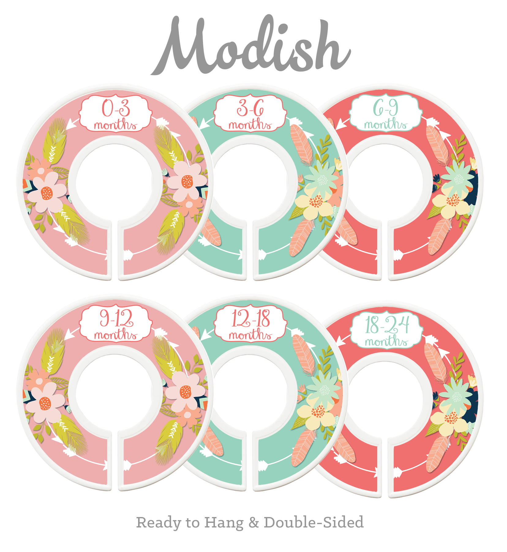 Girl First Bouquet pikkuboo Baby Closet Dividers Set of 6 Size Organizers Flowers 