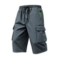 thumbnail image 5 of Venzia Men Drawstring Elastic Waist Cargo Capri Shorts Zipper Pocket Sport Shorts, 5 of 5