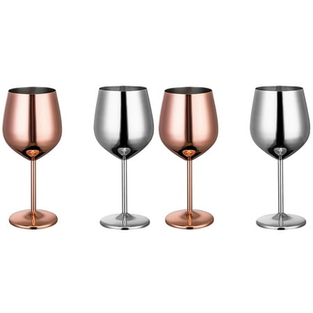 

304 Stainless Steel Wine Glass Goblets Champagne Goblet Cocktail Glasses Whiskey Cup Silver Gold 4 Pack