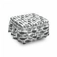 thumbnail image 1 of Fish Ottoman Cover, Sea Animals Black White, 2 Piece Slipcover Set with Ruffle Skirt for Square Round Cube Footstool Decorative Home Accent, Standard Size, Black White, by Ambesonne, 1 of 1