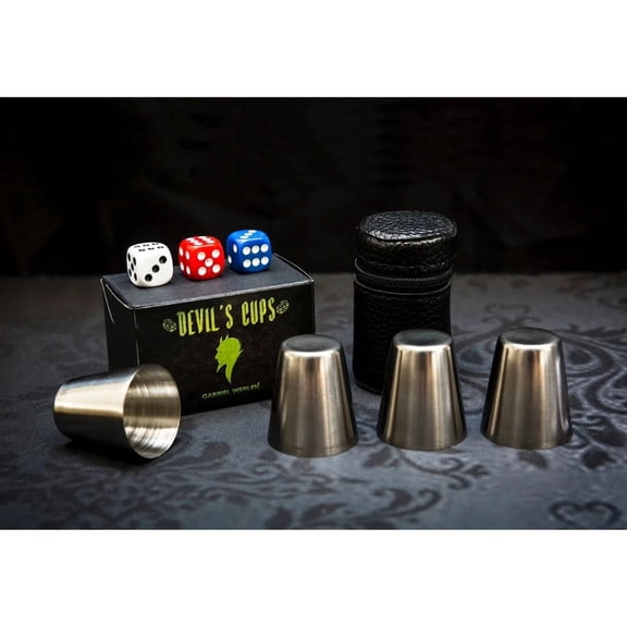 Devil's Cups by Gabriel W Magic Tricks Close up Stage Find The Hidden Dice Illusion Mentalism Prediction Gimmick Prop Magia