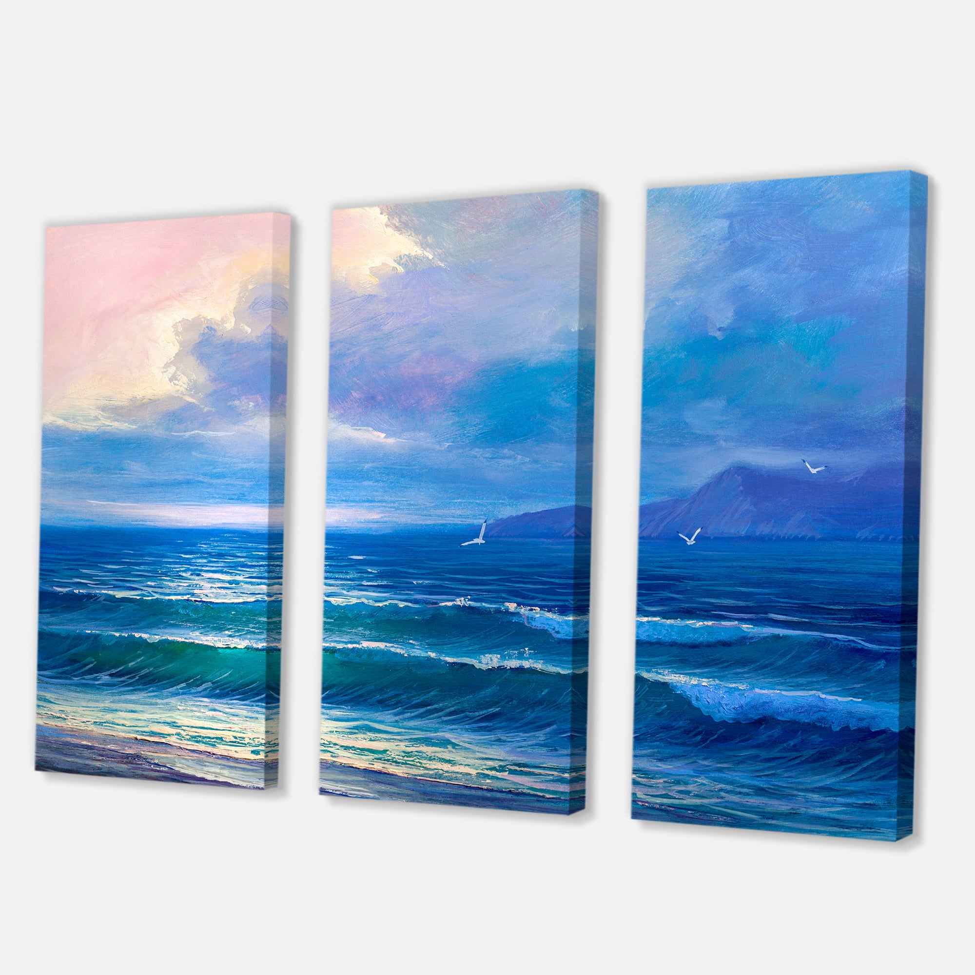 Designart ' Sunrise Glow On The Sea Waves I ' Nautical & Coastal Canvas Wall Art Print