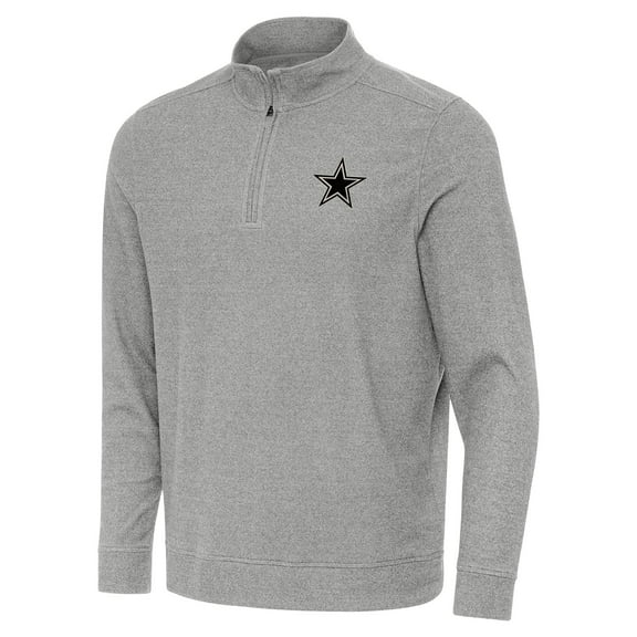 Men's Antigua Heather Gray Dallas Cowboys Subtle Quarter-Zip Top