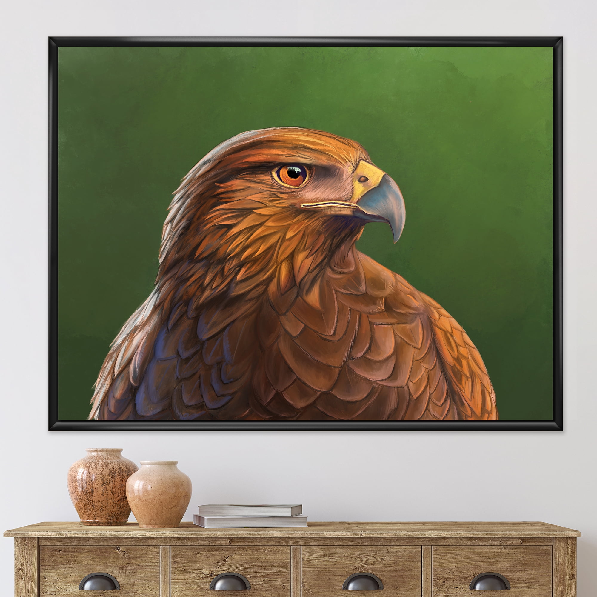 Designart 'Close UP Of Harris Hawk Bird' Traditional Framed Canvas Wall Art Print