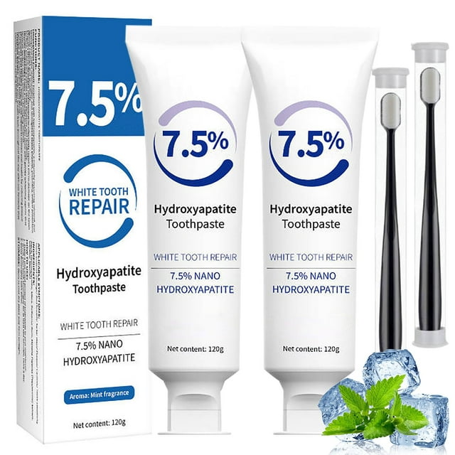 Pasta de dientes con hidroxiapatita al 7,5%, sin flúor, 120 g (2 unidades)