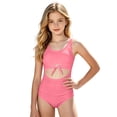 thumbnail image 2 of Shadoumai Girls One Piece Swimsuit Size 8-9 Trim Wrap Tie Back Tankini Sets Lightweight Color Block Bathing Suit Ruched Adjustable Strap Beach Swimwear, 2 of 5