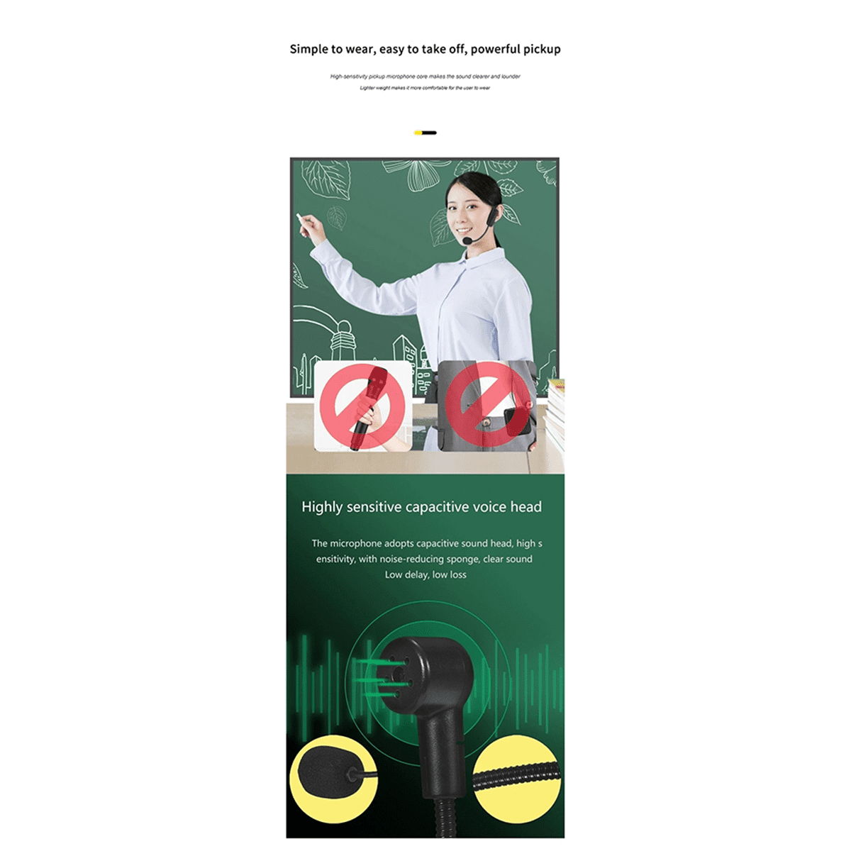 2.4G -Mounted Wireless Lavalier Microphone Set Transmitter with Receiver for Amplifier Voice Speaker Teaching Tour