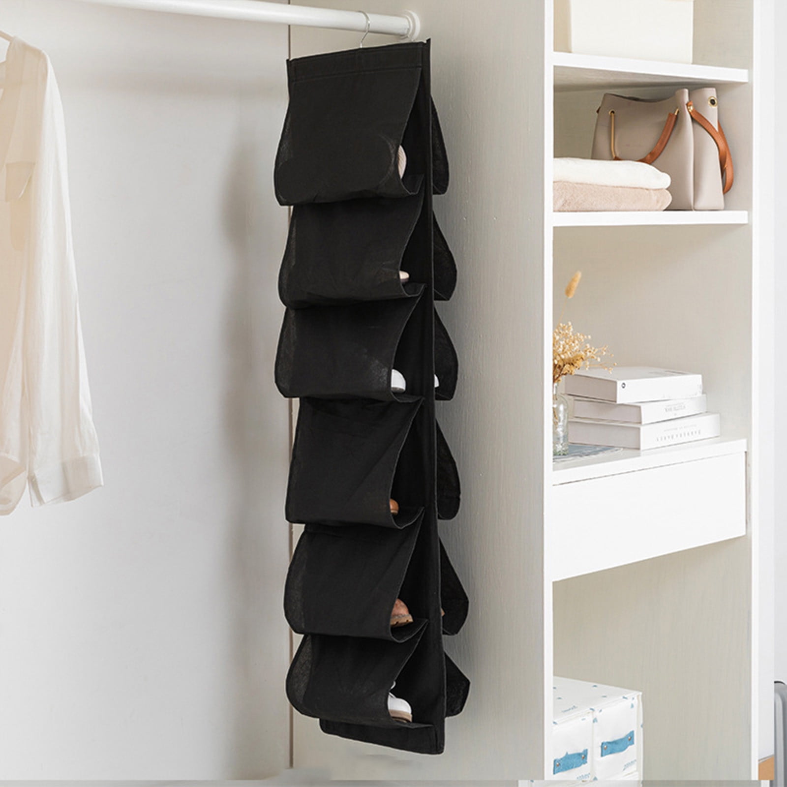 Zanvin Hanging Shoe Organizer For Closet With 12 Large Pockets Roating Hanger For Storage Mens Shoes Clothes also Can Used As Travel Shoe Rack Hangin