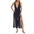 thumbnail image 3 of Raviya NAVY Women's Sleeveless Front-Slit Jumpsuit Swim Cover-Up, Medium, 3 of 3