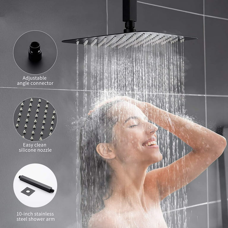 11 Ceiling Rainfall Shower Faucet System Combo with Hand Shower - Silver RB1023