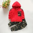 thumbnail image 2 of HCNTES Toddler Baby Girl Clothes Ribbed Long Sleeve Hooded Sweatshirts and Bottoms Pants Infant Fall Winter Outfit(1-2 Years,a21-Red), 2 of 9
