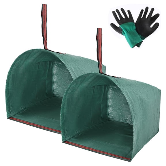 53 Gallons Leaf Bag, 2Pack Reuseable Yard Waste Bag, Lawn Bags with Gardening Gloves, Yard Bags for Leaves Lawn Grass Clippings Camping
