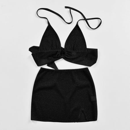 

Hunpta Women s Fashion Sexy Shiny Backless Navel Lace Up Perspective Bright Silk Suit