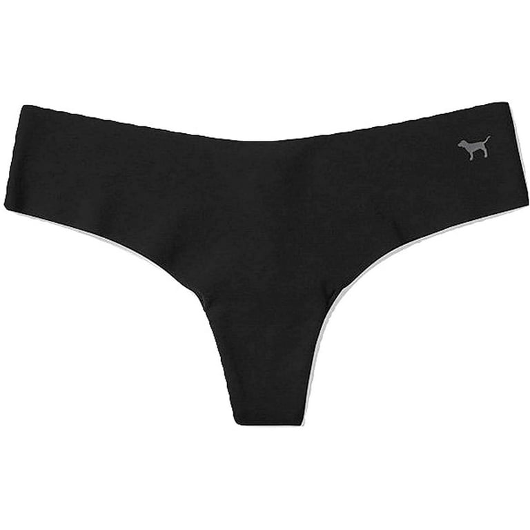 Victoria's Secret Pink No Show Thong Panty/Panties Color Black Size Large  NWT 