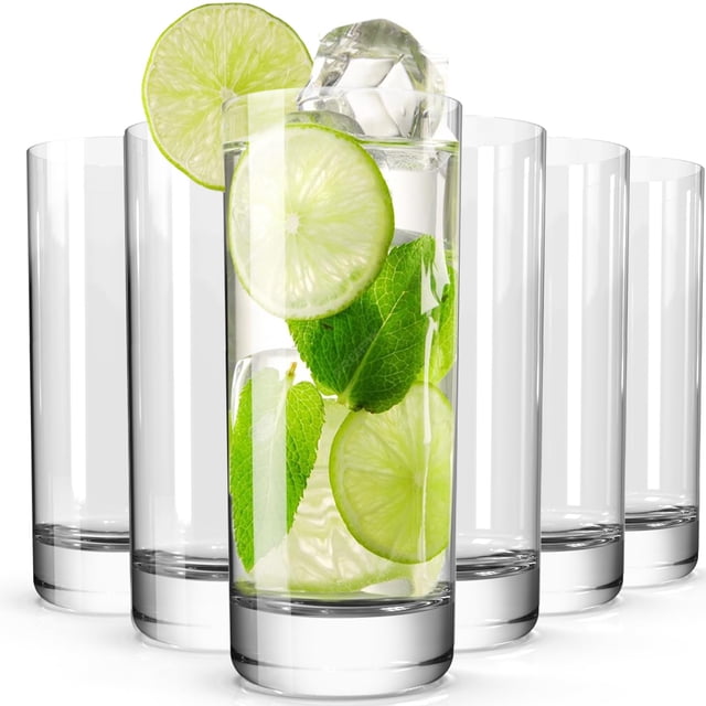 Juego de vasos para beber Wlasss Crystal Highball 390 ml, juego de 6