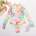 thumbnail image 4 of Danhjin Women Rash Guard Long Sleeve One Piece Swimsuit Floral Printed Zipper Surfing Bathing Suit UPF 50, 4 of 6