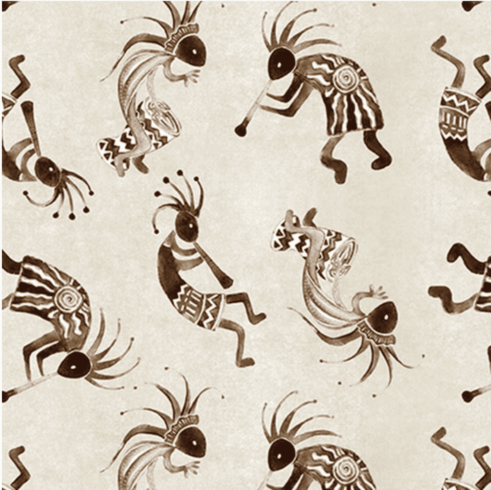 Blank Quilting Buffalo Run Kokopelli Ecru Cotton Fabric By The Yard