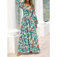 thumbnail image 4 of RETTYGARDEN Women Floral Maxi Dresses Fall Long Sleeve Square Neck Boho A Line Wedding Guest Casual Flowy Long Dress, 4 of 8