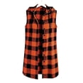thumbnail image 5 of Meichang Flannel Long Vest for Women Hooded Drawstring Button Down Plaid Sleeveless Jacket Fall Winter Long Vest Jackets, 5 of 5