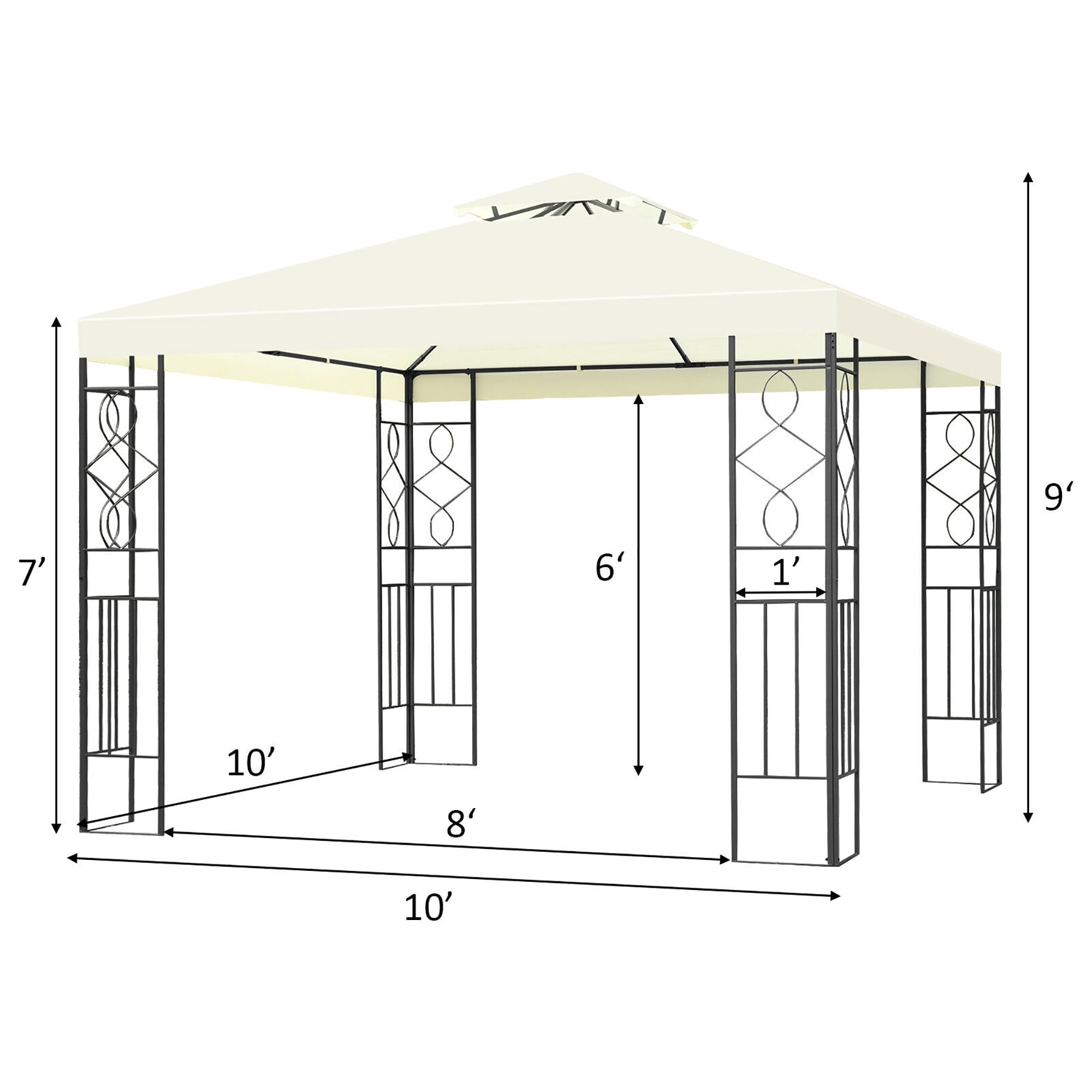 Costway 2 Tier 10'x10' Patio Gazebo Canopy Tent Steel Frame Shelter Awning